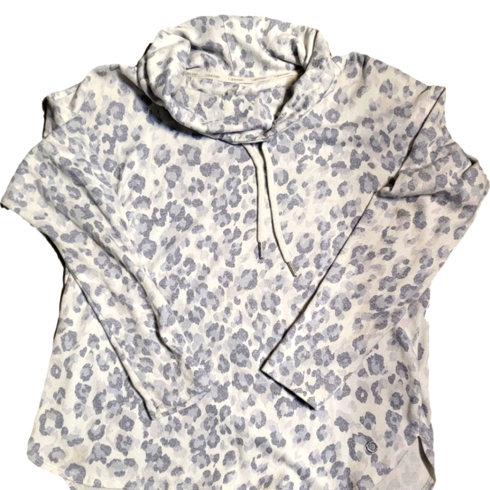 Calvin Kleing Leopard Print Cowl Neck Top